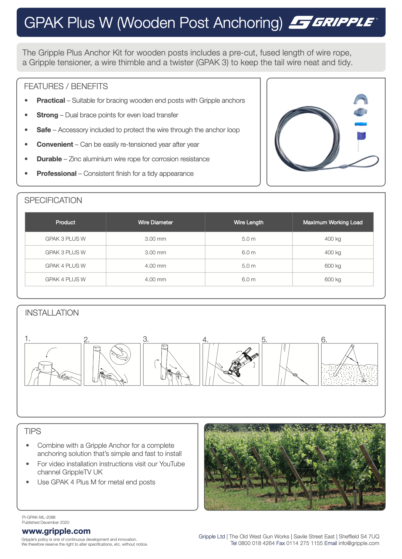 GPAK -W Wooden Post Tie-Backs 3m  (box of 20 )