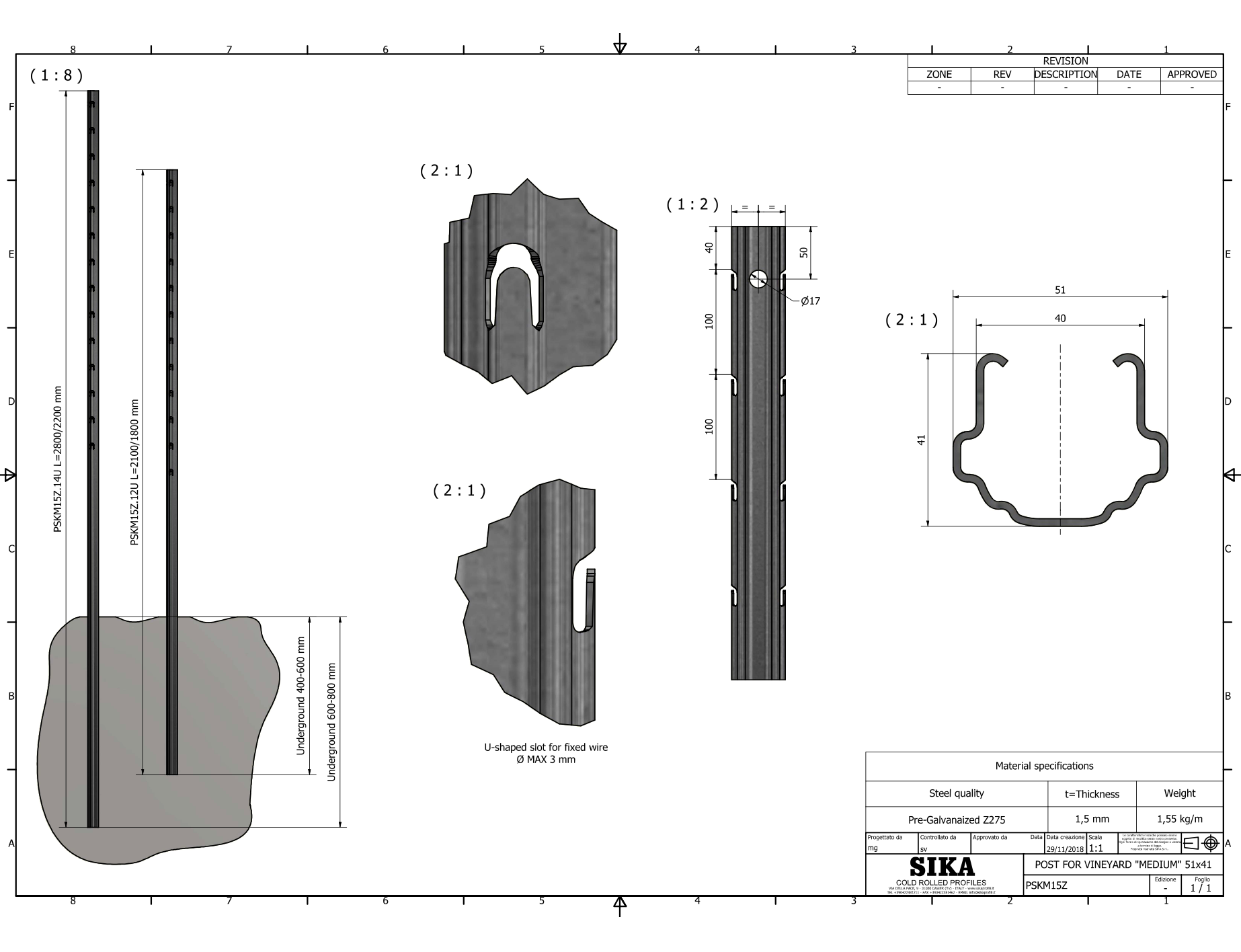 Corten Intermediate Trellis Post 2.5m (x250)